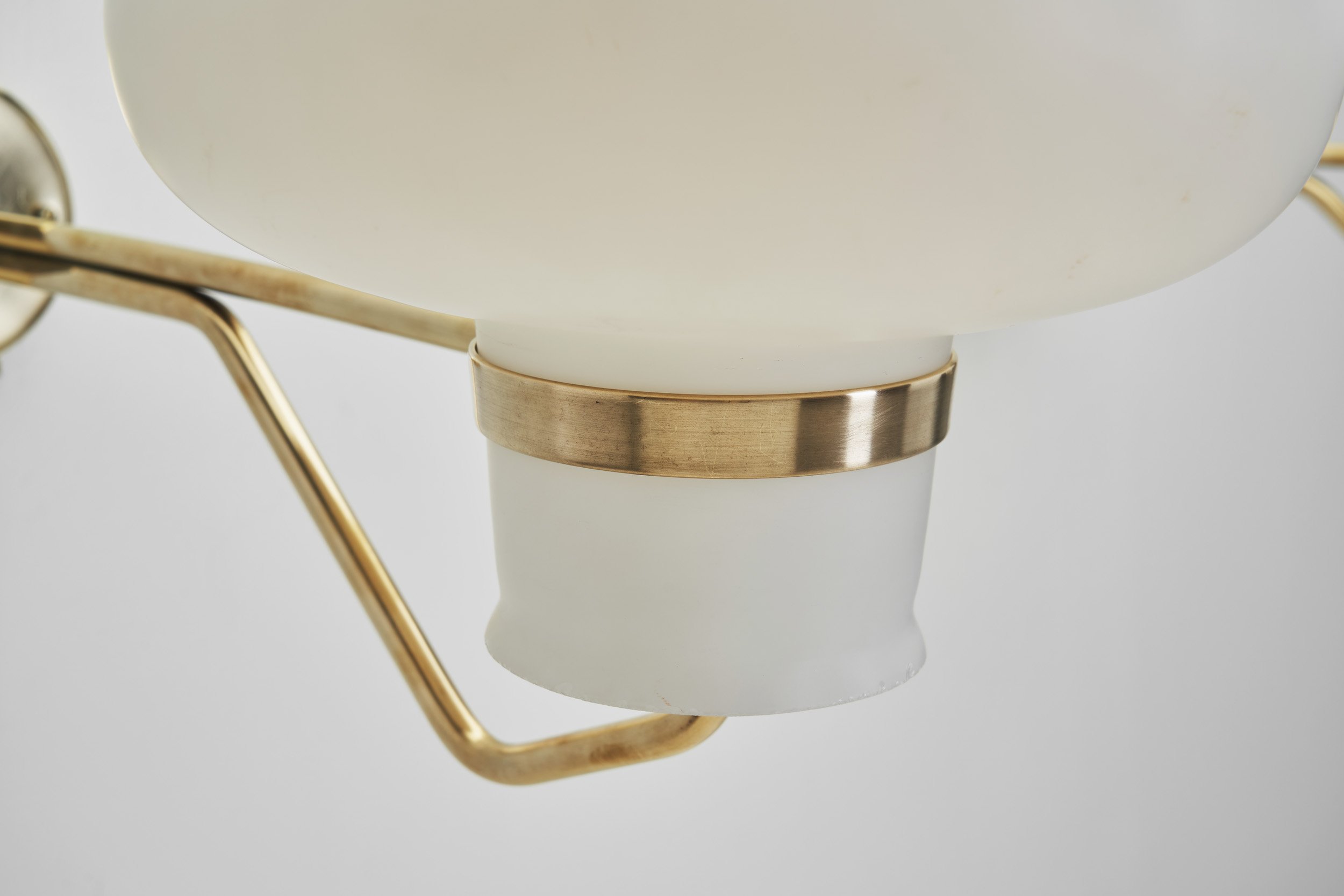 Large Opaline Glass and Brass Wall Lamps by Erik Gunnar Asplund